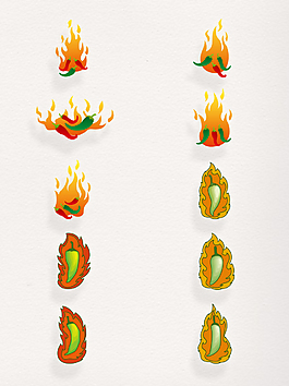 创意卡通火焰蔬菜辣椒
