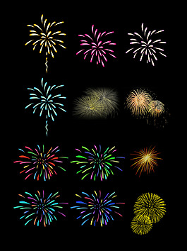 春节庆祝放烟花元素合集