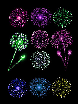 绚丽色彩彩色烟花装饰图案合集