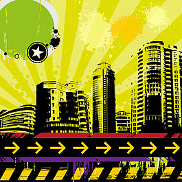 城市建筑箭标背景