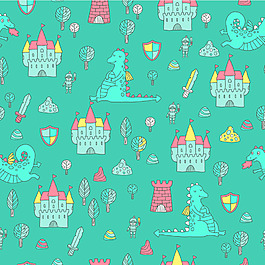 卡通城堡树林背景