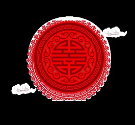 红色喜庆复古花纹装饰素材