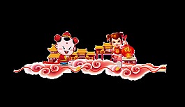 可爱儿童玩耍新年装饰素材