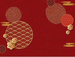 红色复古花纹新年背景