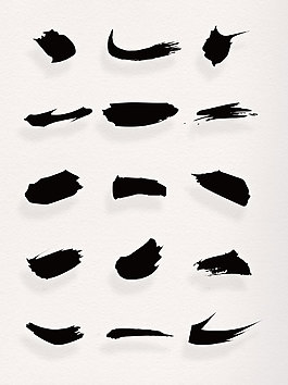 黑色笔画手绘书法笔画集合矢量装饰图案