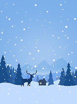 冬季雪景扁平背景