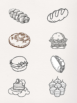 卡通食物简笔画PNG元素