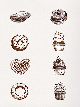 面包点心食物简笔画PNG元素