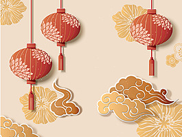 扁平复古手绘新年背景