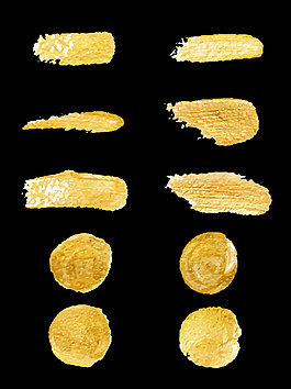 金色笔画素材金色墨水元素矢量装饰图案集合