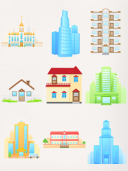 卡通楼房建筑素材