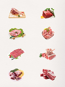 新鲜嫩肉红肉瘦肉PNG元素