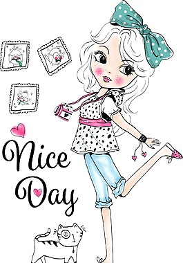 手绘卡通可爱的小女生