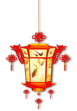 欢快红色中国结灯笼节日元素