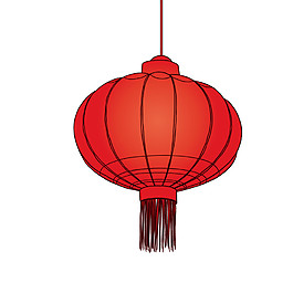 艳丽红色灯笼节日元素