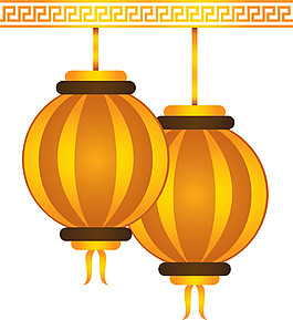 高贵吉祥黄色灯笼节日元素