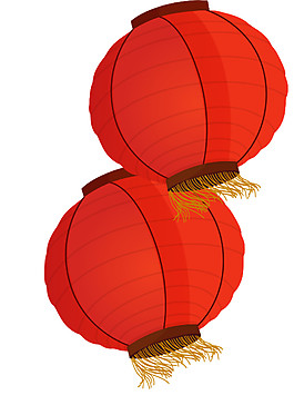 红色耀眼灯笼节日元素