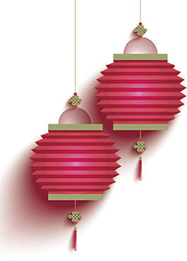 粉色中国结灯笼元素