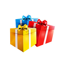 红黄蓝色礼盒PNG素材