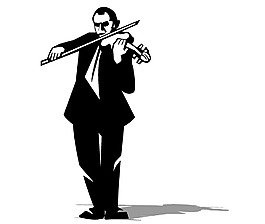 卡通小提琴表演者png元素