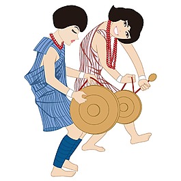 卡通敲锣表演png元素
