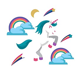 卡通飞行小白马png元素