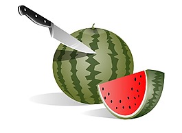 卡通红色大西瓜png元素