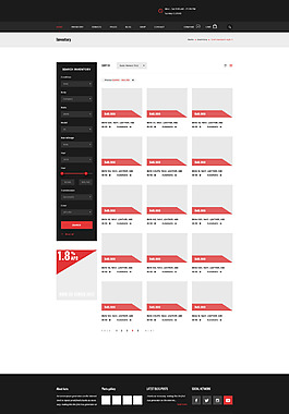 红色标题栏目网页界面psd模板