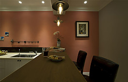 美式开放式厨房洗菜盆装修效果图