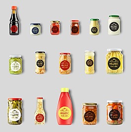 手绘各种调味料psd源文件