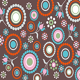 手绘彩色花边圆形背景