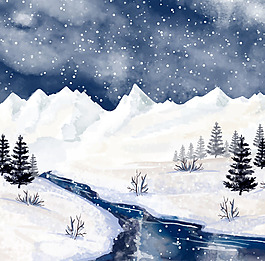 冬天美丽的风景插画