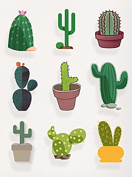 扁平仙人掌素材PSD