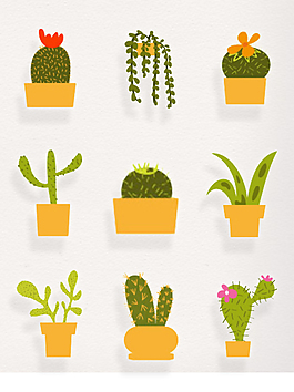 扁平仙人掌素材