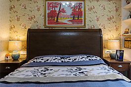 美式卧室台灯装修效果图