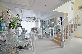 田园地中海楼梯间扶手装修效果图