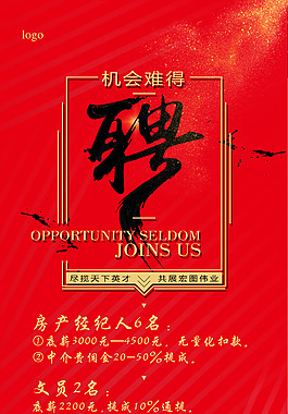 红色招聘海报设计