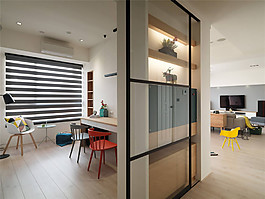 现代北欧风格开放式书房装修效果图