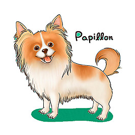 可爱蝴蝶犬卡通手绘装饰元素