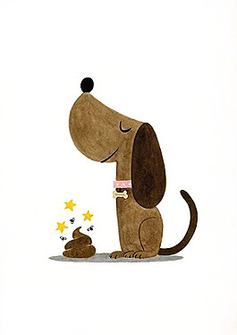 帅气褐色宠物狗卡通手绘装饰元素