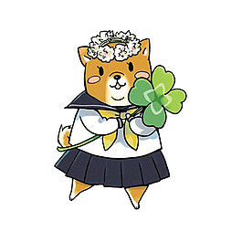 可爱秋田犬卡通手绘装饰元素