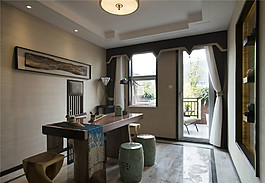 简约典雅轻奢书房效果图