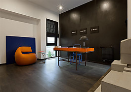 极简现代深色系书房效果图