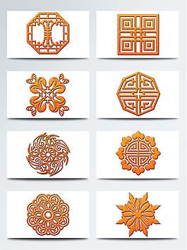 PNG复古雕花图案素材