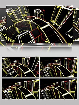 简约动感黄色红色线条跑道视频素材