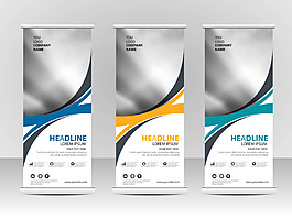 商务创意线条展架模版