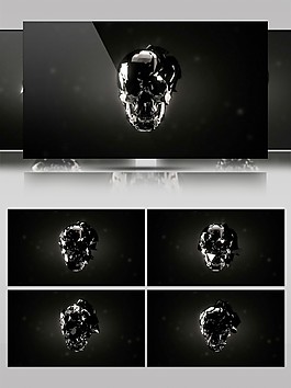 骷髅头部黑白动感视频素材