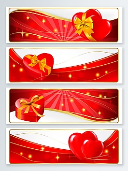 情人节红色矢量banner背景图