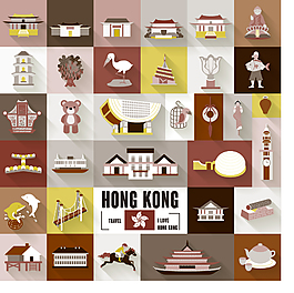 扁平时尚香港旅行地标建筑