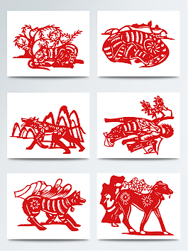中国风新年狗年剪纸窗花元素